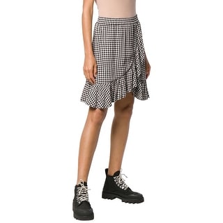 【Ganni】Ruffled Gingham Mesh Wrap Skirt Ganni Ruffle-trimmed Gingham Stretch-mesh Midi Wrap Skirt in