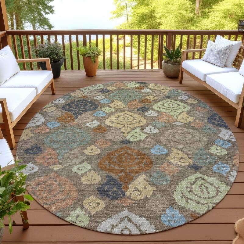 Machine Washable Indoor/ Outdoor Casual Zona Chantille Rug - Chocolate - 8' x 8'