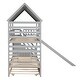 preview thumbnail 23 of 22, Twin Over Twin House Bunk Bed with Slide & Trundle, Solid Wood Bunk Bed Frame w/Storage Staircase, Roof & Window for Kids, Teens