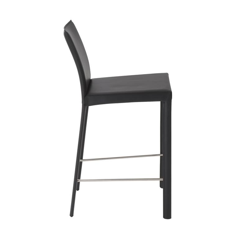 Set of Two Full Faux Leather Counter Stools - 16.93" W x 21.07" D x 37.01" H
