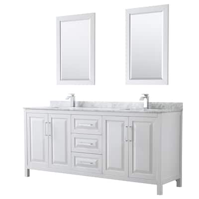 Daria 80-inch Double Vanity, Marble Top, 24-inch Mirrors