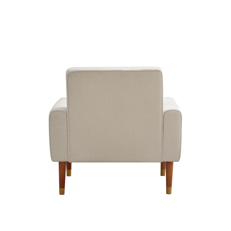 Beige 33.75" Classic Biscuit-Style Button Tufted Accent Chair with Elegant Solid Wood Legs