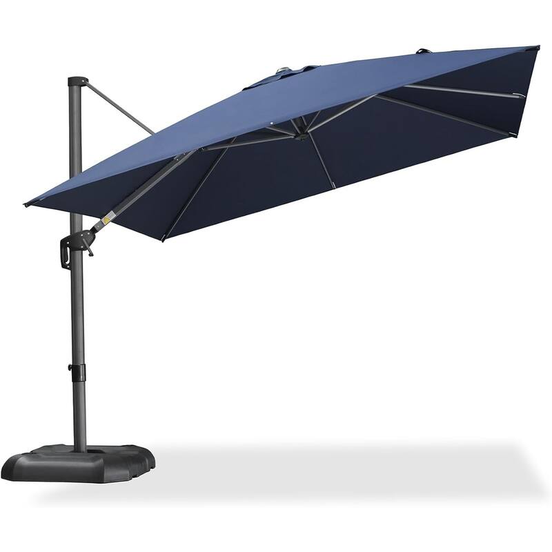 PURPLE LEAF 10 ft Square 360 Degree Rotation Patio Cantilever Umbrella - Navy Blue
