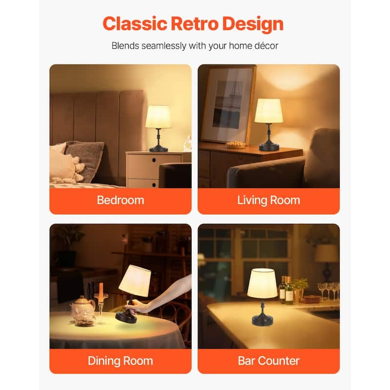 Cordless Rechargeable Table Lamp with Adjustable Brightness and Fabric Shade - 5.9 x 5.9 x 10 inch