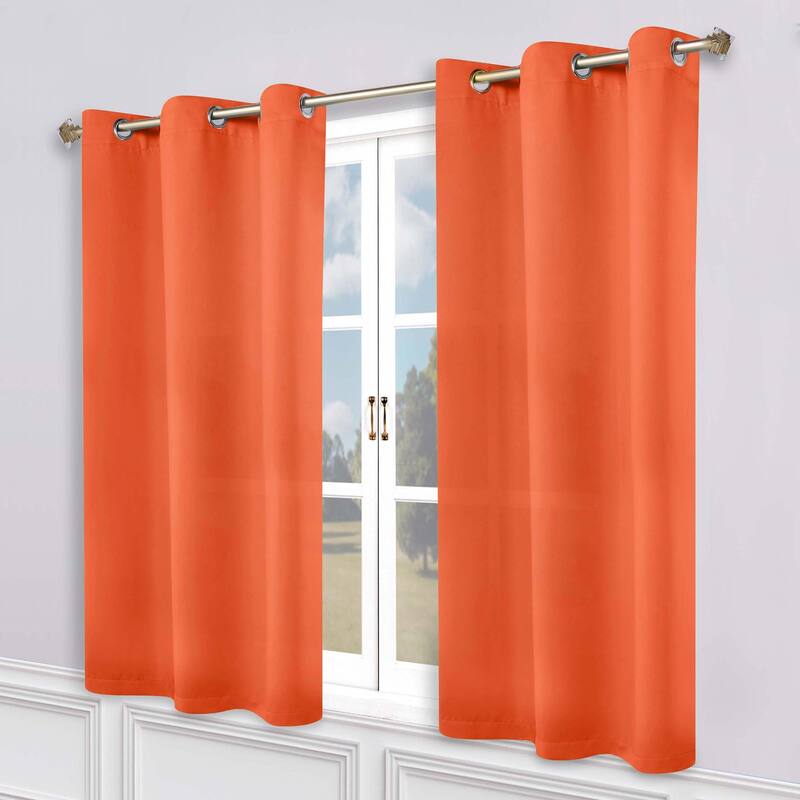 Superior Solid Machine Washable Room Darkening Grommet Curtains, Set of 2