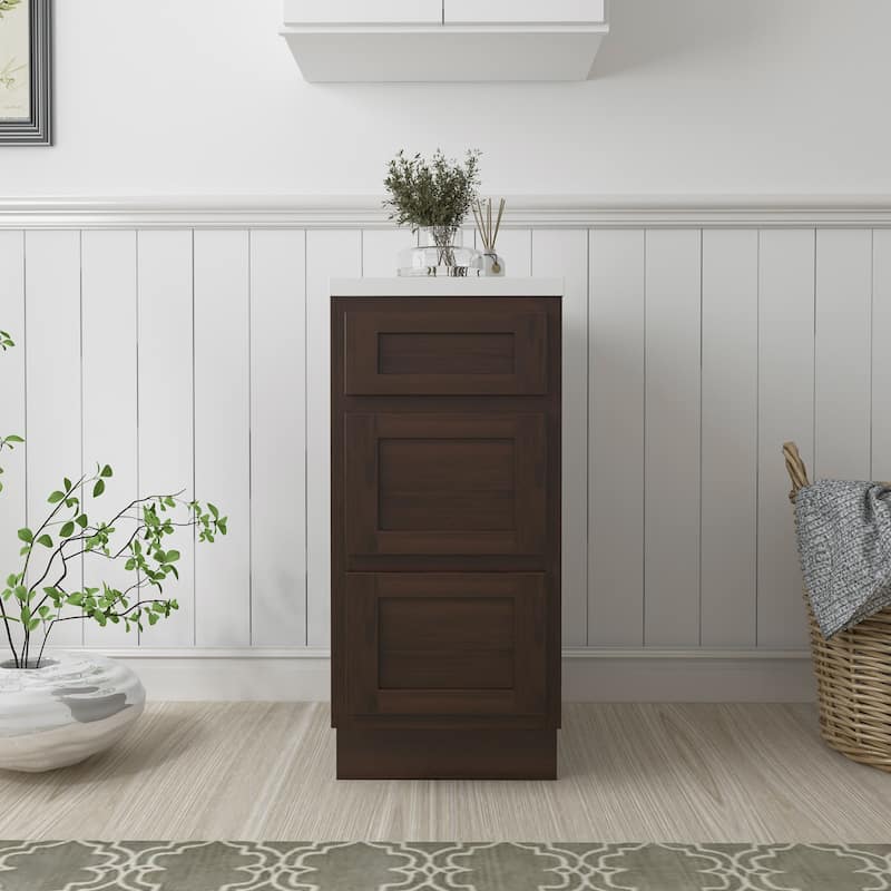 Vanity Art 15 Inch Bathroom Vanity Cabinet - Brown