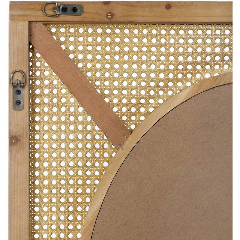 Eudes Traditional Rattan Cane Rectangular Wall Mirror