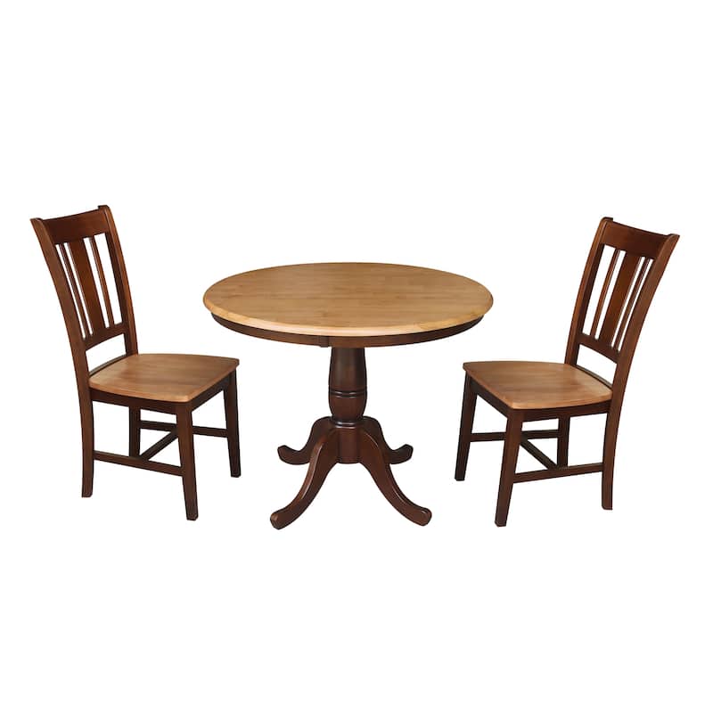 36" Round Top Pedestal Dining Table with 2 San Remo Chairs - 3 Piece Set