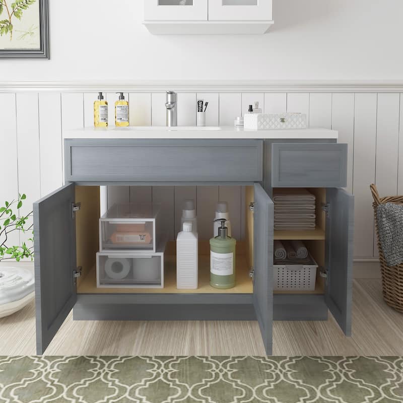Vanity Art 48" Birch Freestanding Bathroom Vanity Cabinet without Top