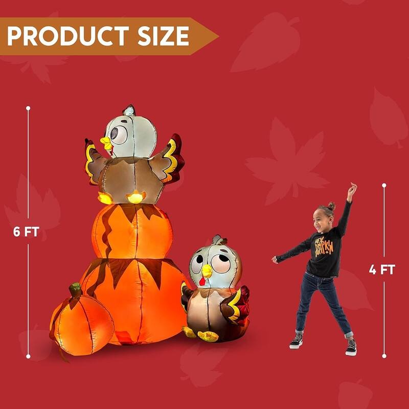 6FT Inflatable Turkey and Pumpkin Set
