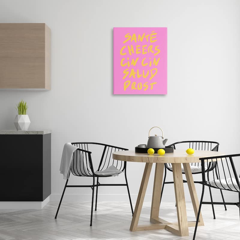 Stupell Multilingual Cheers on Pink Canvas Wall Art Design By House of Lulu