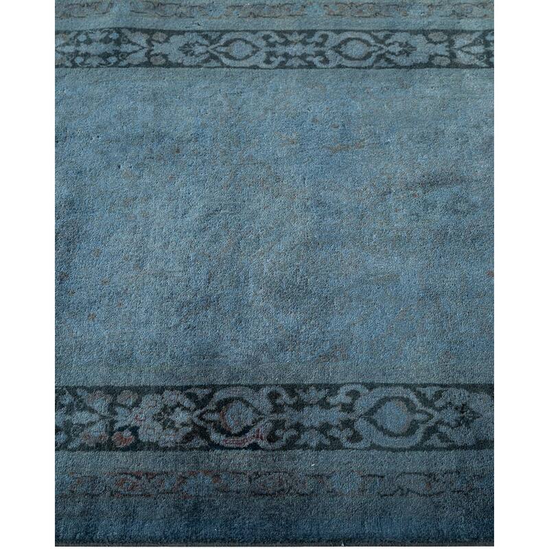 Overton Hand Knotted Wool Vintage Inspired Modern Contemporary Overdyed Gray Runner Rug - 2' 7" x 16' 4"