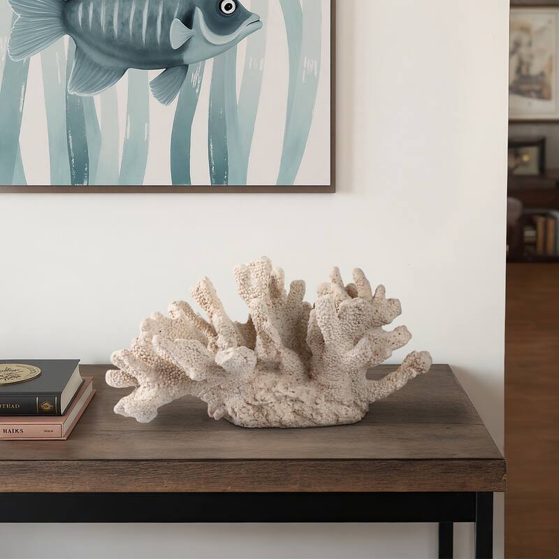 Polyresin Sculpture Coral Reef Textured Modern Accent - 8" Ivory - 15.25" x 9.75" x 8" - Ivory - 15.25" x 9.75" x 8"