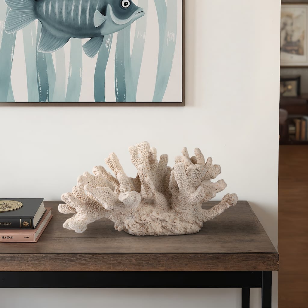 Polyresin Sculpture Coral Reef Textured Modern Accent - 8" Ivory - 15.25" x 9.75" x 8"