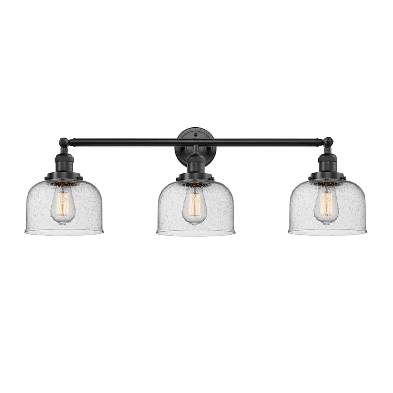 Innovations Lighting Large Bell 3 Light 32" Wide Bathroom Vanity Light - Oil Rubbed Bronze / Seedy