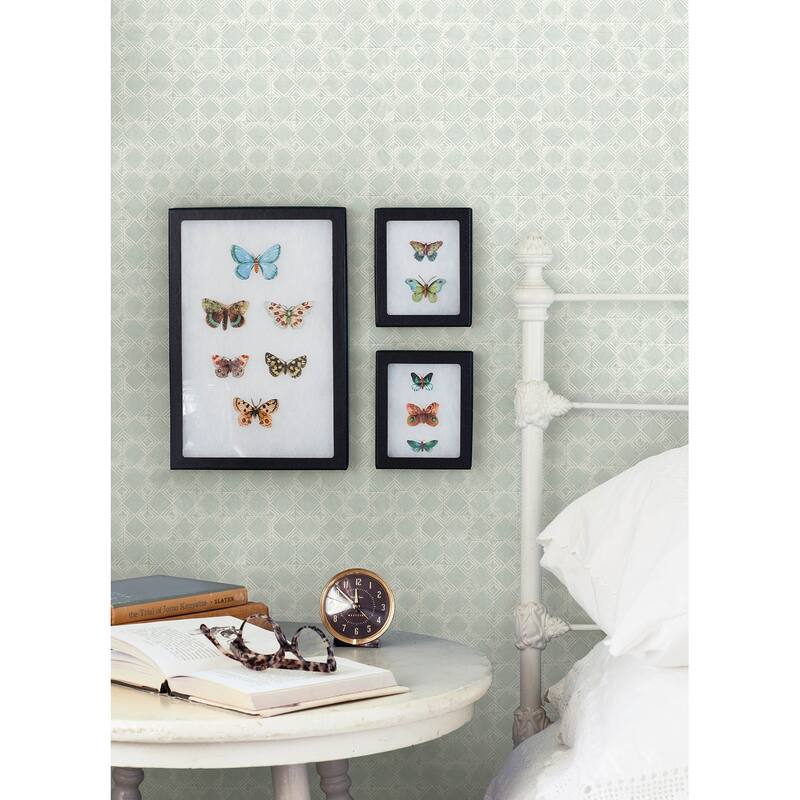 Chesapeake Button Block Aqua Geometric Wallpaper