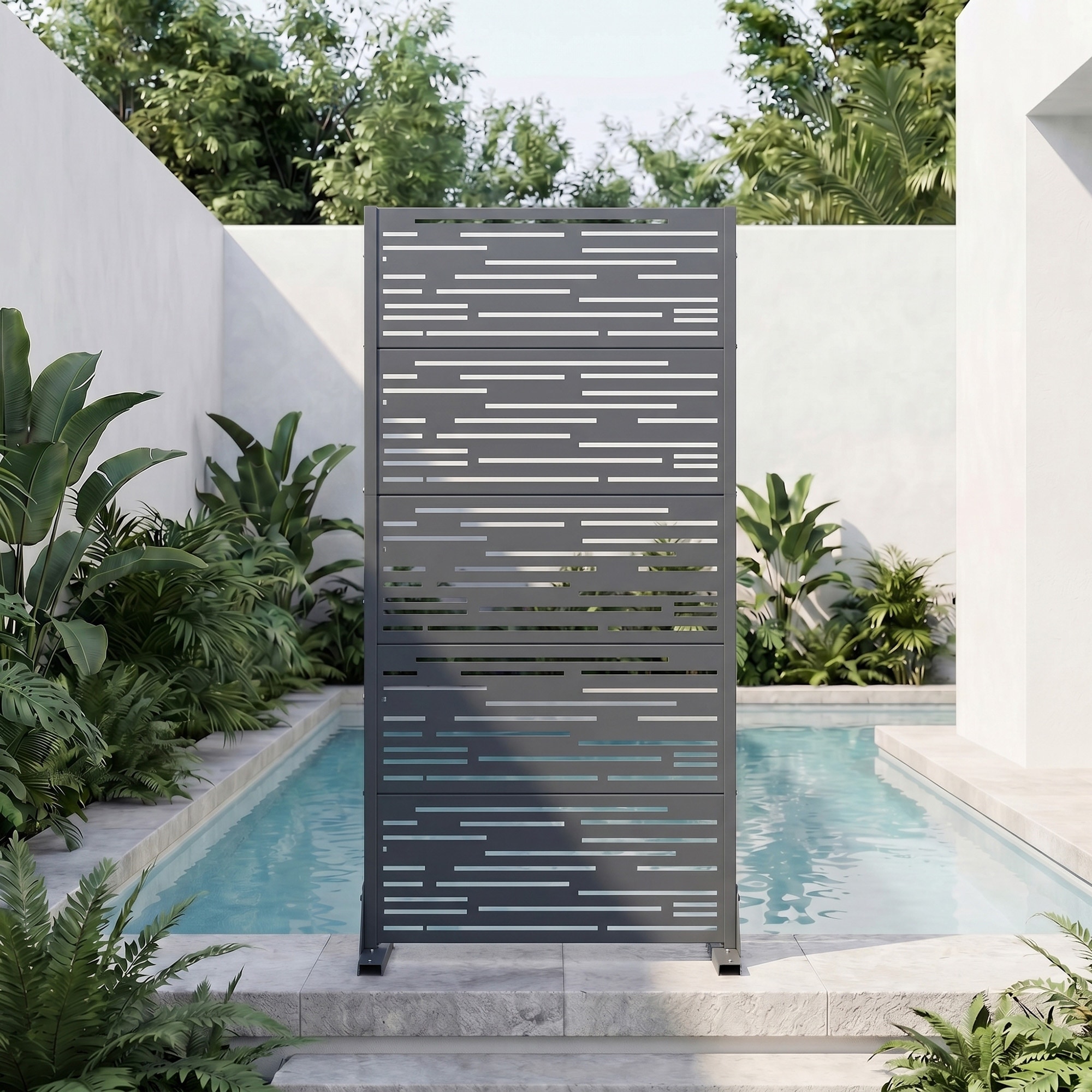 Metal Privacy Screen Freestanding Outdoor Divider Rust-Proof Galvanized Steel Decorative Fence Panel