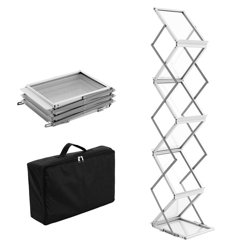 Foldable Magazine Display Rack for Office Trade Show Exhibitions - 6-pocket - 6-pocket