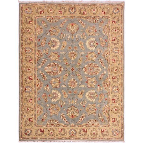 Shabby Chic Ziegler Iraida Gray Gold HandKnotted Wool Rug 4'10'' x 6