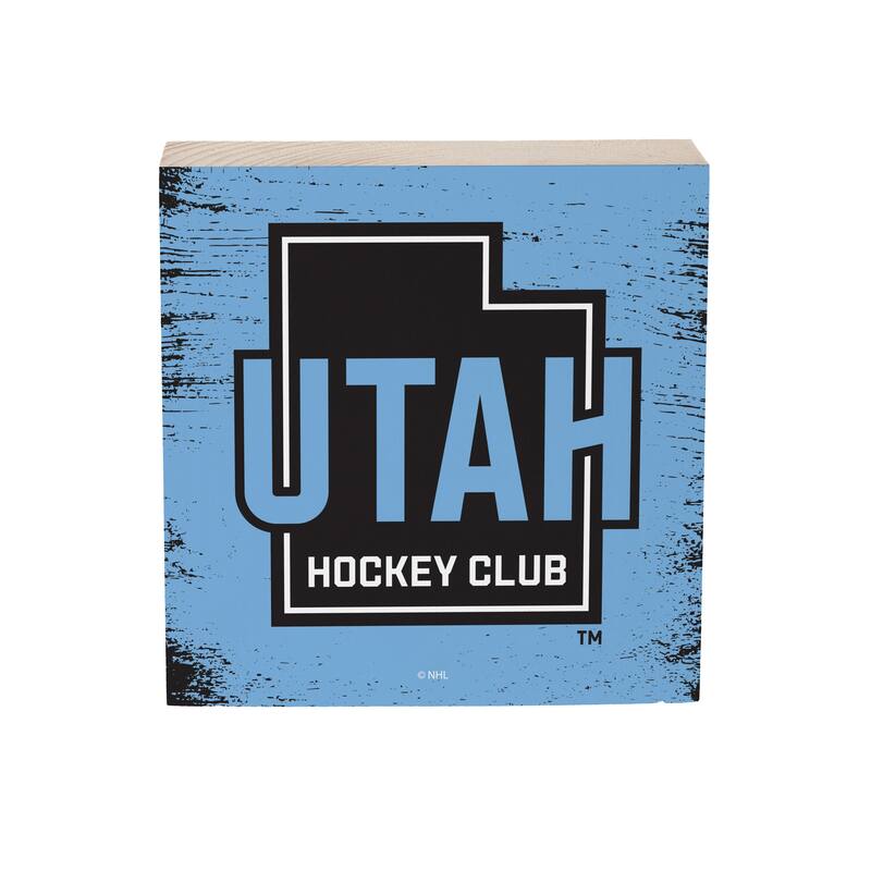 Utah Hockey Club Wooden Tabletop Mantel Shelf Sign