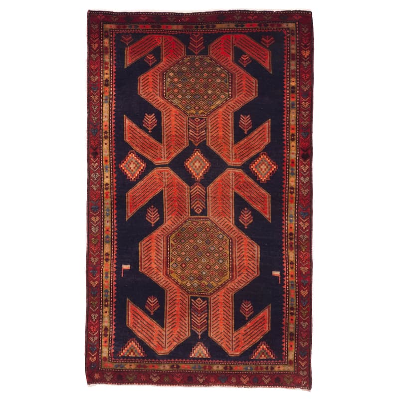 ECARPETGALLERY Hand-knotted Konya Anatolian Dark Navy Wool Rug - 4'2 x 6'11