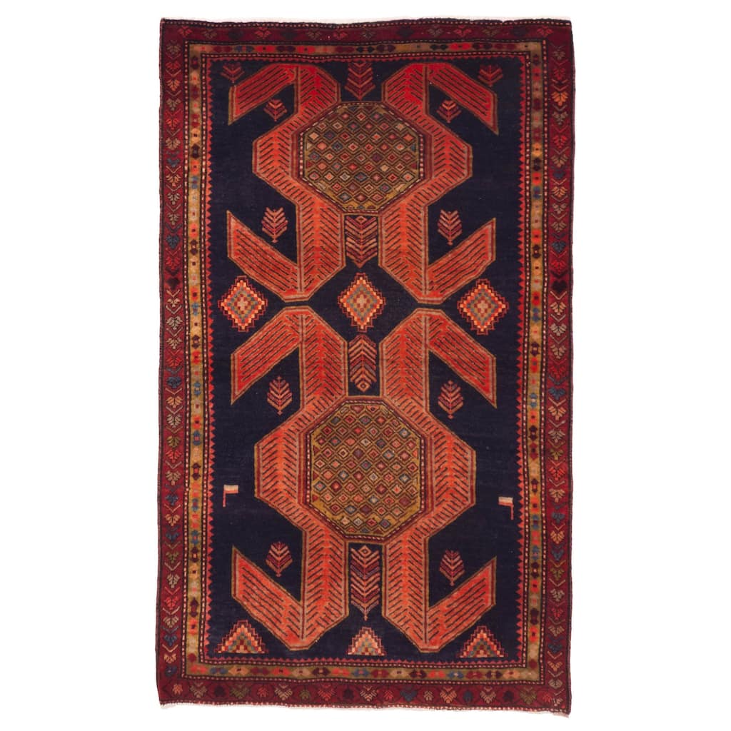 ECARPETGALLERY Hand-knotted Konya Anatolian Dark Navy Wool Rug - 4'2 x 6'11