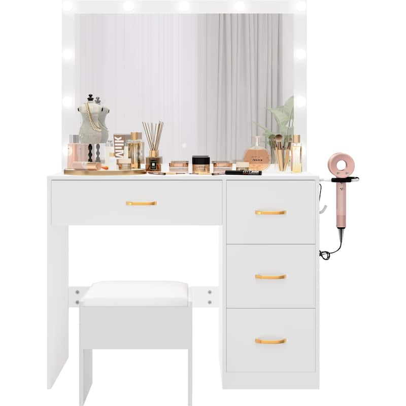 Vanity Desk Makeup Table Light Strip Mirror Dressing - 35.4"L x 15.7"W x 53.5"H