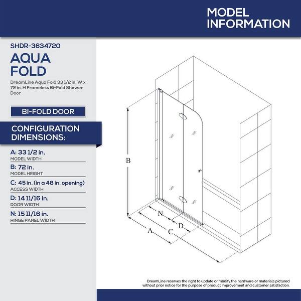 Shop Dreamline Aqua Fold 33 1 2 In W X 72 In H Frameless Bi Fold Shower Door 33 5 W Overstock 10371602