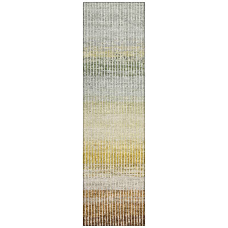 Machine Washable Indoor/ Outdoor Contemporary Stripes Chantille Rug