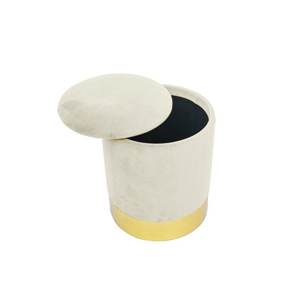 Modern Oliver Round Ivory Velvet Storage Ottoman. Opens flyout.