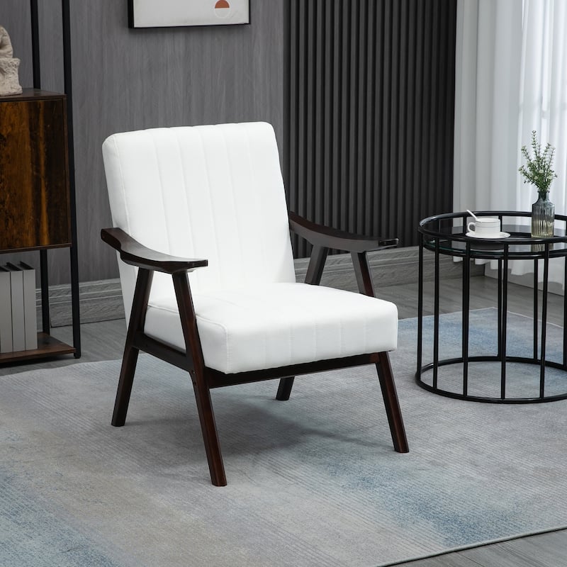HOMCOM Accent Chair with Softness & Support, Upholstered Arm Chair for Living Room Furniture, Comfy Chair with Wood Legs