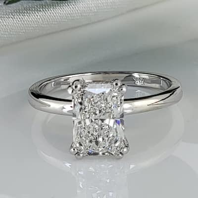Auriya 2ctw Radiant-cut with Hidden Halo Solitaire Diamond Engagement Ring in 14k Gold Certified (H-I, SI1-SI2)