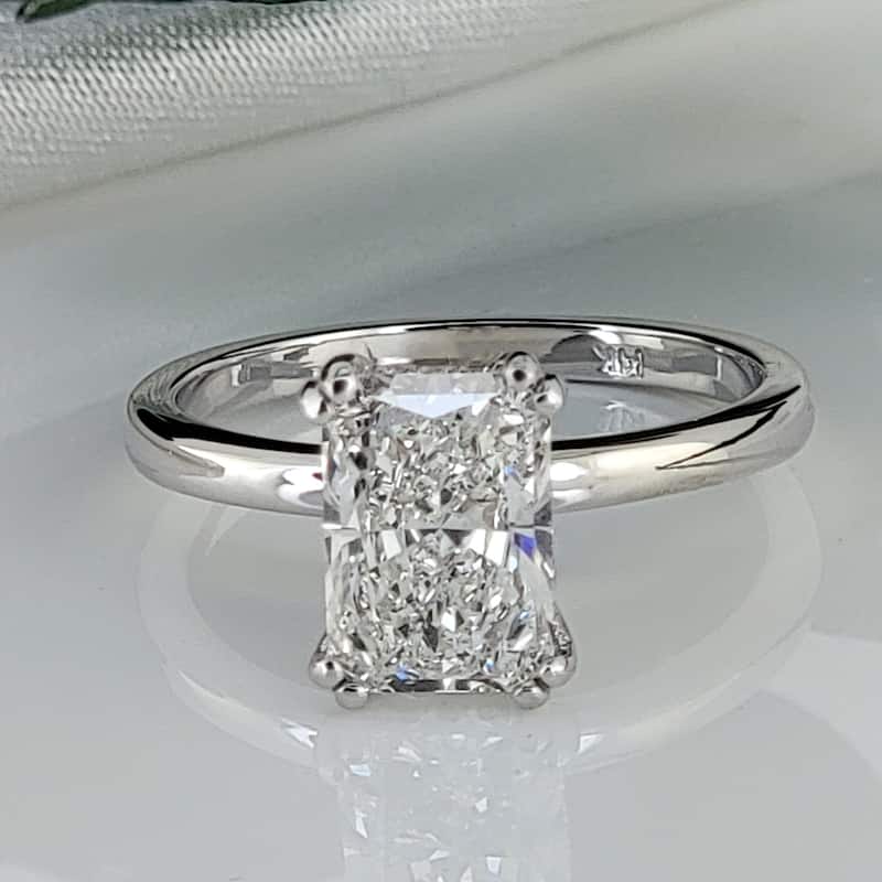 Auriya Lab Grown 2ctw Radiant-cut with Hidden Halo Solitaire Diamond Engagement Ring in 14k Gold Certified (H-I, VS1-VS2)