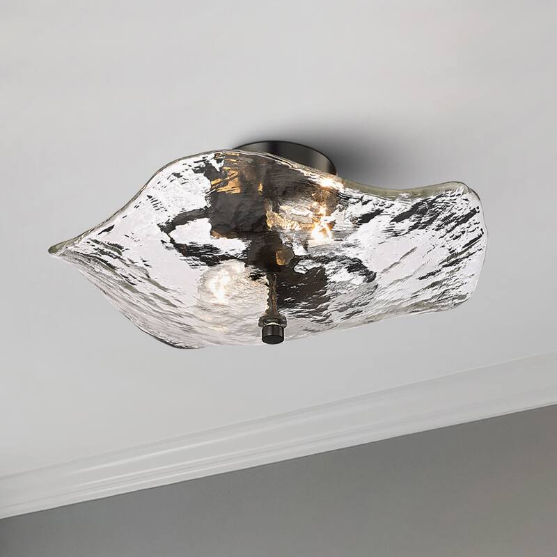 Samara 2-Light Semi-flush with Hammered Water Glass