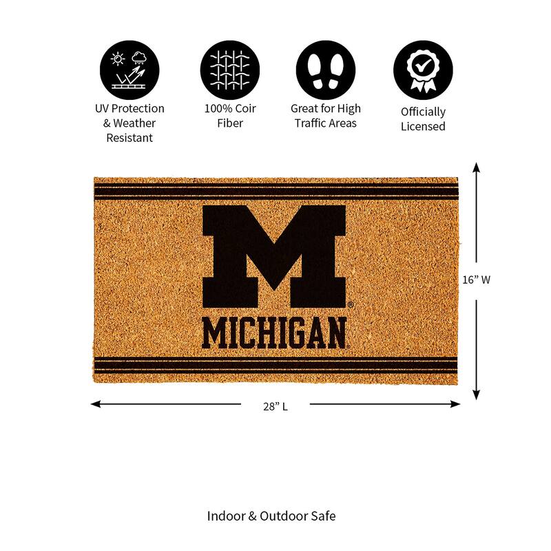 University Of Michigan Monochrome Indoor/Outdoor Coir Door Mat