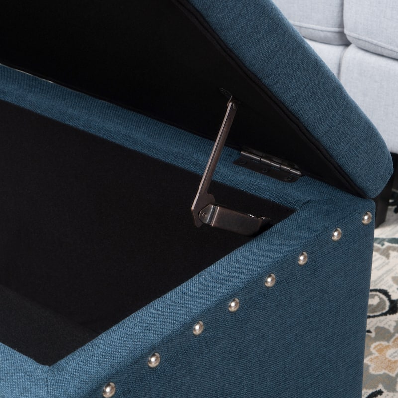 Tatiana Contemporary Fabric Storage Ottoman with Nailhead Trim by Christopher Knight Home
