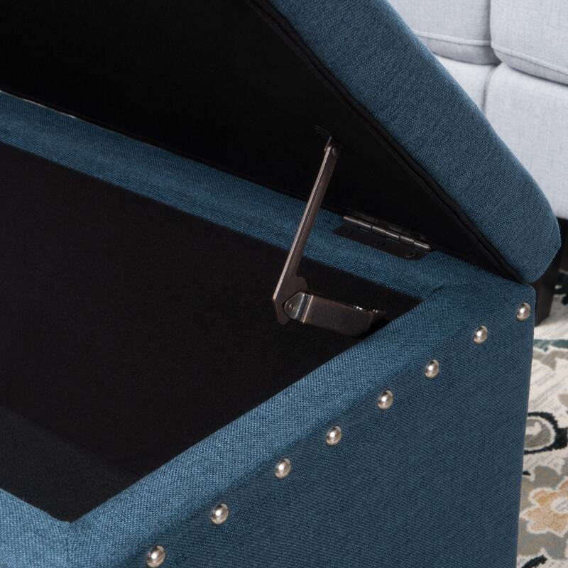 Tatiana Contemporary Fabric Storage Ottoman with Nailhead Trim by Christopher Knight Home