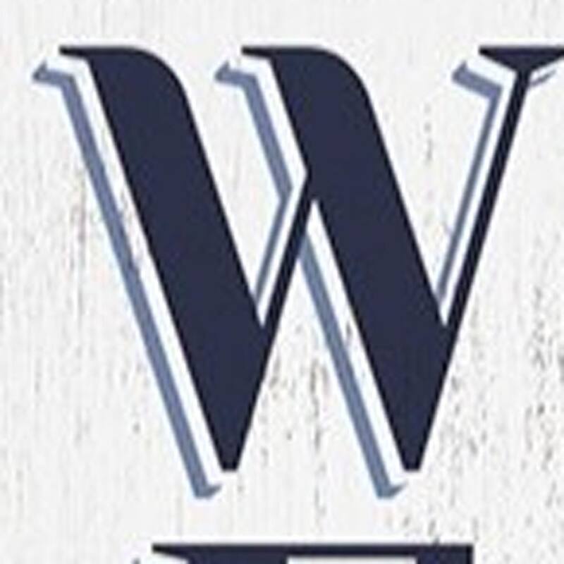 HomeRoots 36" White And Blue Solid Wood Welcome Anchor Porch Sign