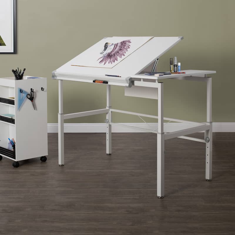 Studio Designs Graphix II White Drafting Drawing Work Station Table with Adjustable Top