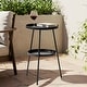 preview thumbnail 10 of 22, 2 Tier Round Patio Small Side Table, Metal Coffee Table for Indoor Outdoor