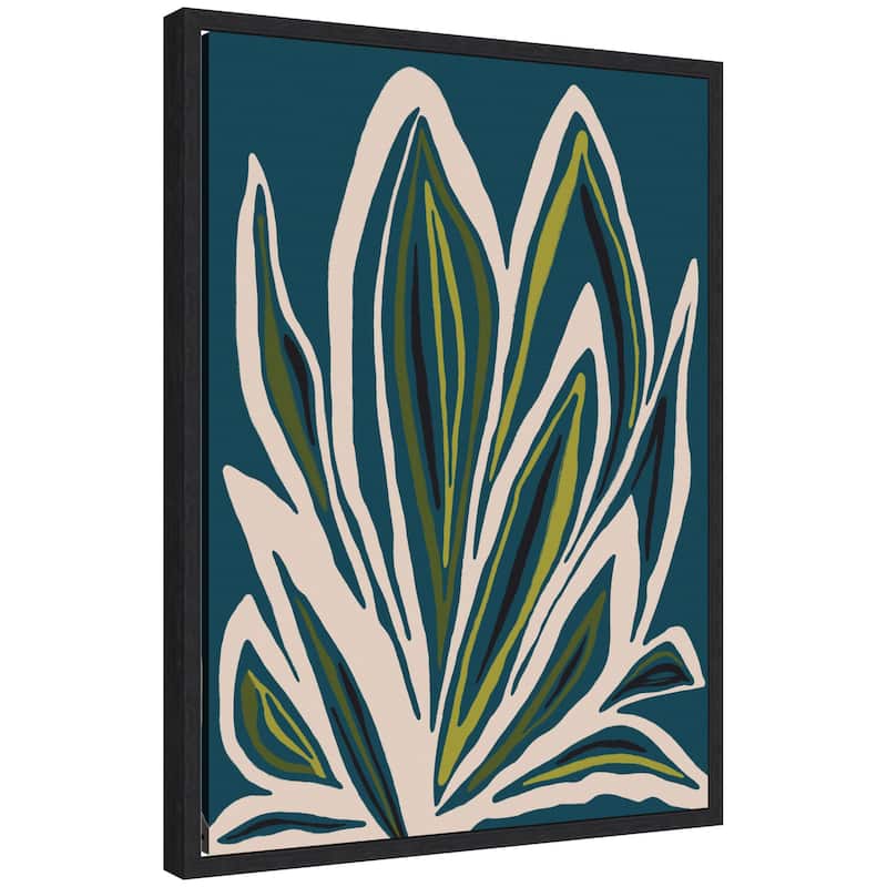 Kate and Laurel Sylvie Blue Flora 1 Framed Canvas by Alicia Bock - 18x24