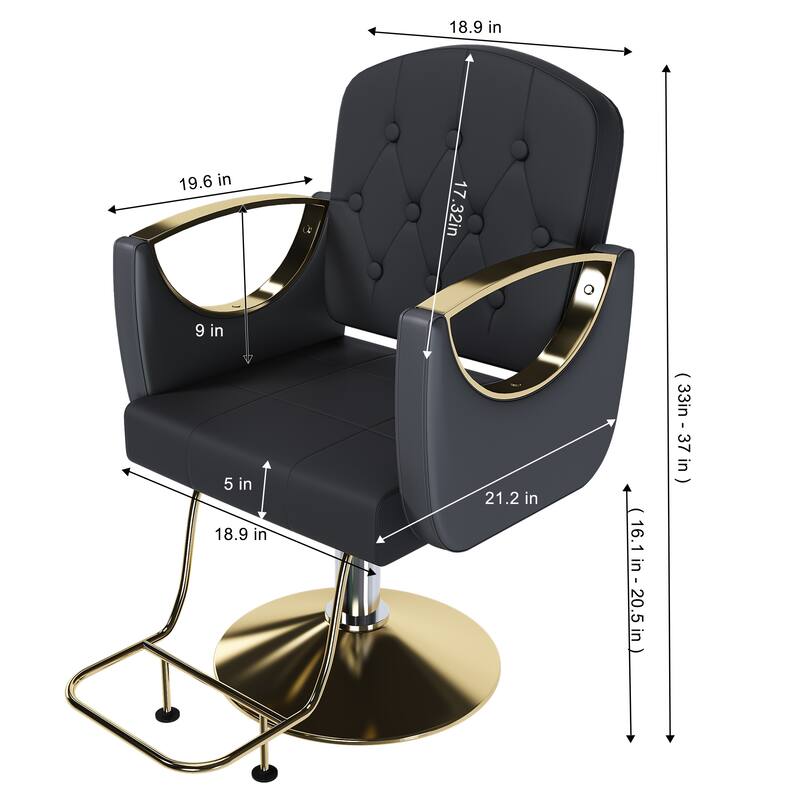 Roomfitters Professional Hydraulic Salon Chair with 360° Swivel, Heavy Duty Barber Stylist Chair with Gold Base