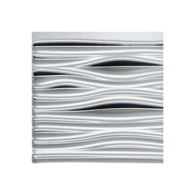 FASÄDE Waves Decorative Vinyl Backsplash Panel - 6x6 Inch Sample - Brushed Aluminum