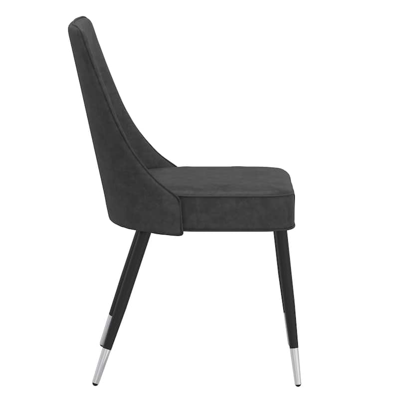 Mid-Century Faux Leather and Metal Dining Chair, Set of 4 - Vintage Grey and Black