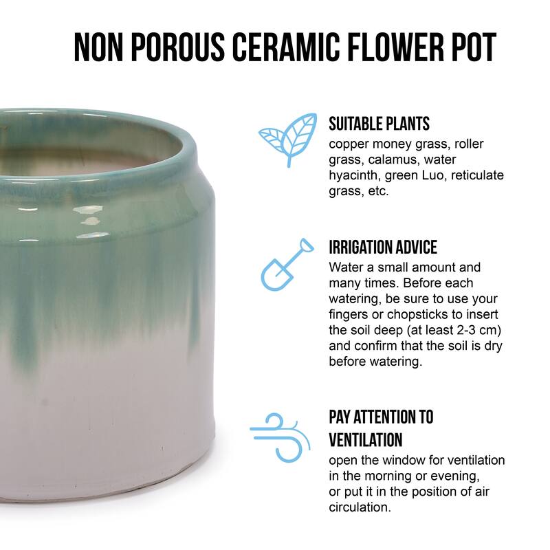 Anmytek Ceramic Planter Set of 2 for Aquatic Plants