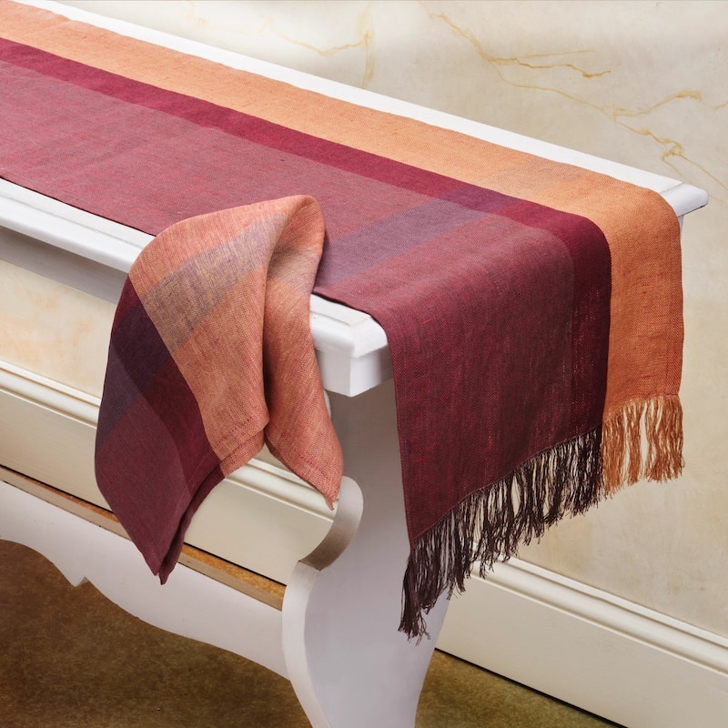 SERENE 100% Flax Linen Table Runner | Handmade | Fairtrade | Upcycled | Nature-Inspired Decor by Sustainable Threads