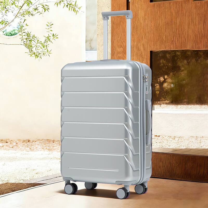 28 Inch Large Checked Luggage, Scratch Resistant Surface Four Multi-Directional Wheels, With Combination Lock and Side Hooks