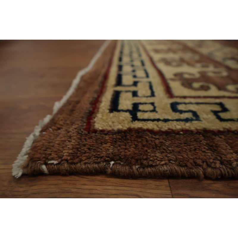 Hand Knotted Oriental 100% Wool Carpet Transitional Floral Brown Khotan Area Rug - 8' 11'' X 5' 6''