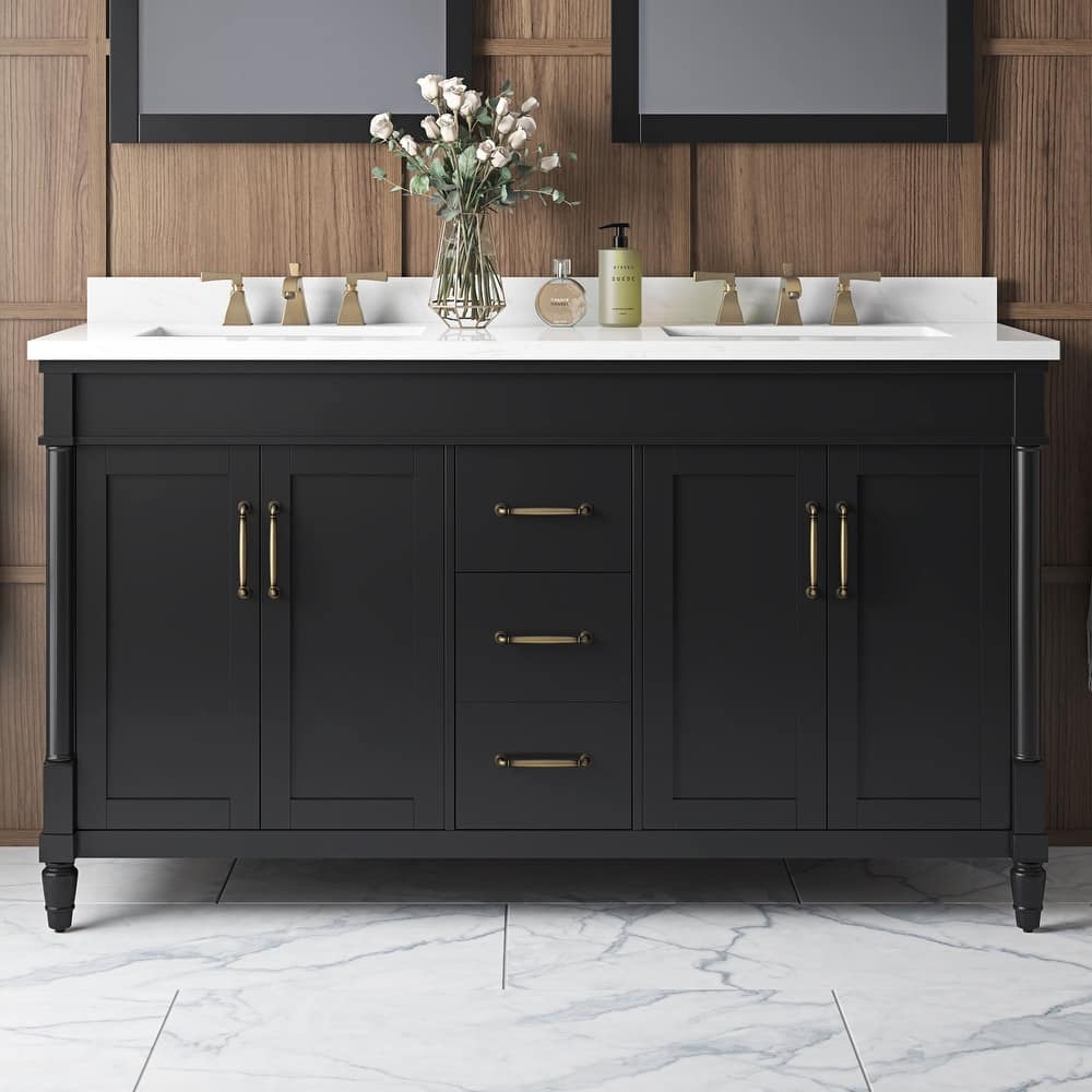 Salisbury Bathroom Vanity with White Engineered Marble Top
