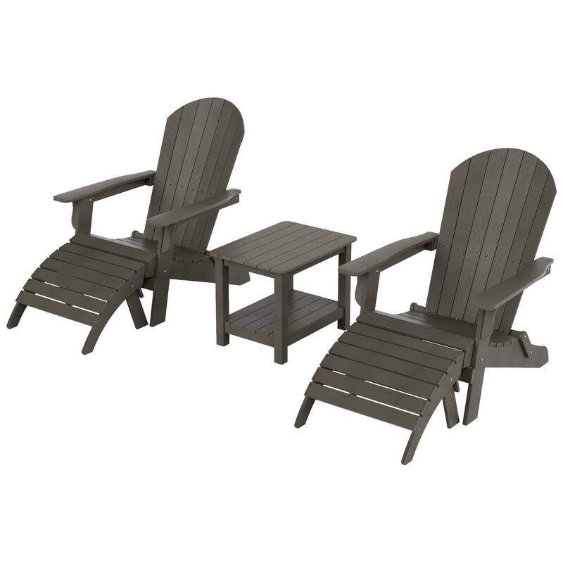 Vineyard HIPS Outdoor Folding Eco-Friendly All Weather Seashell Adirondack Chairs (5-Piece Conversation Set)